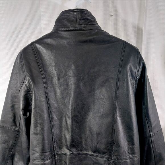 CROFT & BARROW! LUXE BLACK GENUINE LEATHER THERMAL LINED COAT, JACKET! SZ M - Picture 9 of 14